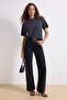 Antrasit Yüksek Bel Wide Leg Geniş Paça %100 Pamuk Non-Stretch Jeans TWOAW24JE00089 - 6