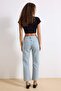Açık Mavi Paçası Kesikli Yüksek Bel Straight %100 Pamuk Non-Stretch Jeans TWOAW25JE00307 - 4