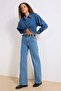 Mavi Yüksek Bel Wide Leg Geniş Paça %100 Pamuk Non-Stretch Jeans TWOSS23JE00068 - 2