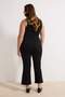 Solmayan Siyah Yüksek Bel Geniş Paça Esnek Crop Straight Fit Büyük Beden Pantolon TBBAW26CJ00056 - 4