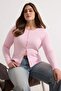 Pink Button Detailed Crop/Short Ribbed Knitted Plus Size Blouse Tbbss26Af00010 - 2