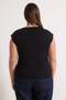 Black Soft Fabric Asymmetric Collar 100% Cotton Knitted Plus Size Blouse Tbbss25Af00002 - 4