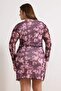 Burgundy Floral Pattern A-Line Mini Knitted Plus Size Dress Tbbss26Ah00082 - 4