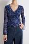 Çok Renkli Boho/Boho Chic Baskılı V yaka İspanyol Kol Tül Esnek Örme Bluz TWOAW26BZ00239 - 3