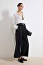 Siyah Kemerli Culotte Yazlık Dokuma Geniş Paça Pantolon TWOSS26PL00076 - 2