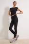 Black Gathered Waist Folded Brushed Soft Fabric Knitted Sports Leggings Thmss26Ty00007 - 4