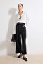 Siyah Kemerli Culotte Yazlık Dokuma Geniş Paça Pantolon TWOSS26PL00076