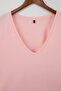 Bordo Pembe 2'li Paket Basic V Yaka %100 Pamuk Örme Büyük Beden T-Shirt TBBSS22TS0705 - 10