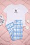 Gri-Mavi Ekoseli Büyük Beden Pijama Takımı TBBSS26AI00014 - 2