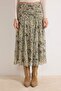 Haki Midi Büzgü/Drape Detaylı Boho/Boho Chic Basklılı Tül Esnek Örme Etek TWOAW26ET00122 - 3