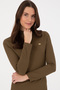 Women's Khaki Slit Stand Collar Knitted Dress 50297367 -Vr027 - 2