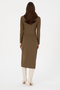 Women's Khaki Slit Stand Collar Knitted Dress 50297367 -Vr027 - 4