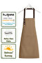 Kitchen Apron Stain Resistant Water Repellent Fabric Brown Apron with Snap Fasteners and Neck Strap - 3