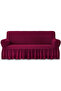 Bürümcük Elastic Sofa Cover Lycra Sofa Cover Single 3-Piece/ Sofa Bed Cover Claret Red