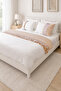 Off-White Earth Line Detailed Frilly Cotton Vintage Plain Double Duvet Cover Set
