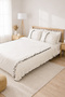 Off-White Black Detailed Frilly Cotton Vintage Hotel Series Plain Double Duvet Cover Set