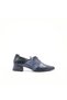 Genuine Leather Blue-Green Oxford Shoes – Women's Heeled Lace-Up Model