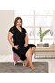 Women's Plus Size Lace Detailed Slit Lycra Knitted Combed Cotton Nightgown - 4