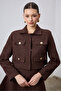 Tweed Jacket with Flap Collar Brown