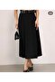Black Flared Mid-Length Midi Belted Scuba Skirt - 4
