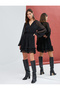 Ruffled Chiffon Dress with Balloon Sleeves and V-Neck Gipeli - 3