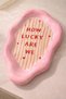 Pink Striped Decorative Manifest Jewelry Plate, Valentine's Day Gift, House Key Holder - 5