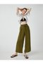 Wide Leg Pants with Tie Waist, Satin Look