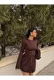 Women's Brown Balloon Skirt Dress - 4