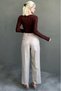 Beige Pleated Detailed Capped Straight-Leg Fabric Trousers Mg2642 - 5