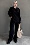 Black Tensel Fabric Buttoned Women's Shirt Set Mg2621 - 6