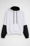 Women's Hooded Pocket Black-White Crop Sweatshirt - 2