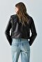 Suni deri biker ceket - 4