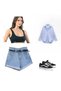 Crop Top Crop T-Shirt K6430 Black, Wide Straps, Padded, Gathering Bustier Crop T-Shirt - 3