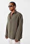 Basic Oversize Long Sleeve Shirt Khaki - 3