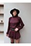 Shoulder Pad Piece Belt Detailed Satin Skirt Set - 4