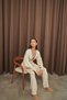Women's Ecru Waist Tassel Lace-Up Detailed Cardigan Pants Two-Piece Knitwear Set - 4