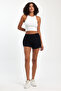 Women's Slit Combed Cotton Fabric Regular Fit Navy Blue Short Mini Casual Shorts - 5