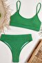 High Waist Twill Tankini Bikini Top - 3