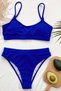 Lingerie - High Waist Corded Fabric Tankini Bikini Top Cobalt Blue - 3
