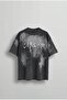 Men's cirsus printed washable oversize t-shirt black