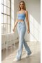 Flared F Flare Jeans Jeans Trousers High Waist Light Blue Snow Lycra - 2