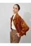 Women's Brown Velvet Shirt - 2