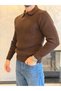 Men's Regular Fit Polo Neck Sweater Bitter Brown Eca055 - 4