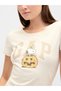 Kadın Bej Peanuts Logo T-Shirt - 3