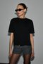 Colena women's organic cotton crew neck Oversized fit short sleeve black t-shirt - 3