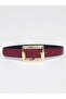 Women's Burgundy Gold Buckle Belt, Jean Belt, Jacket Belt, Trouser Belt - 3