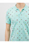 Men's Polo Neck Short Sleeve Printed Cotton T-Shirt - 5