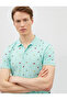 Men's Polo Neck Short Sleeve Printed Cotton T-Shirt - 2