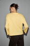 Basil Women's Oversized 100% Organic Cotton Knitted Long Sleeve Yellow T-Shirt - 6