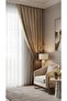 Fon Curtain Fabric Enza Pattern Beige Gold Cream Suitable for All Living Room Tulle Curtains Frequent Pleats Single Panel - 5